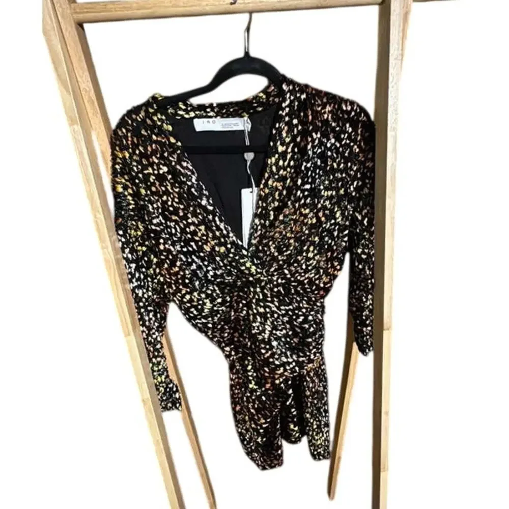 IRO Paris Mielan Leopard Print Velvet Mini Dress Multicolor Size 36 NWT - Picture 6 of 8